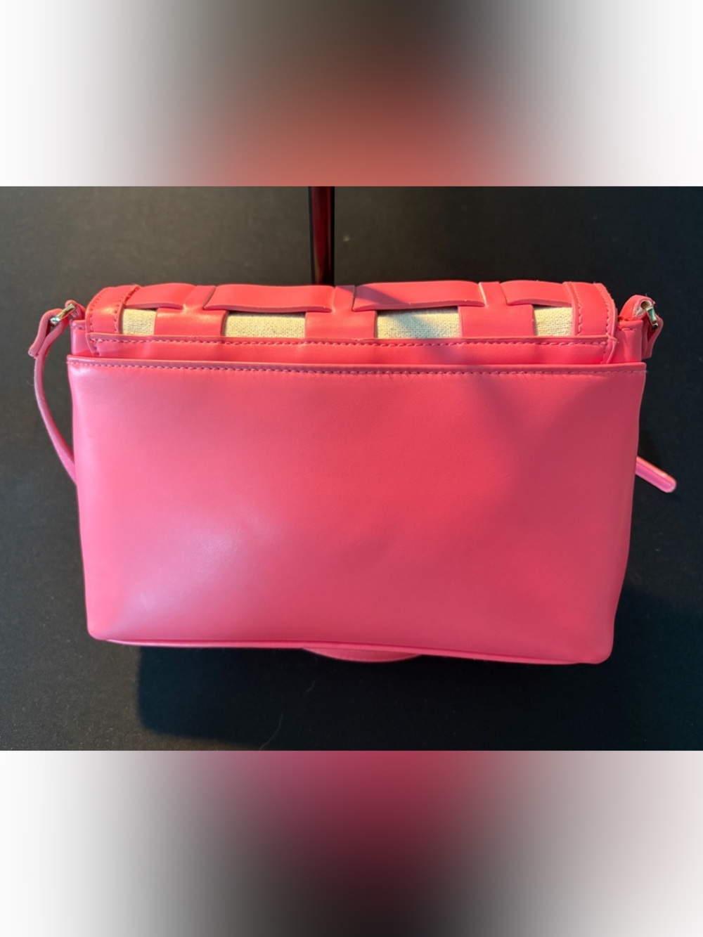 Pink Woven Crossbody Bag - Fashionable Women's Shoulder Bag - Picture 2 of 8